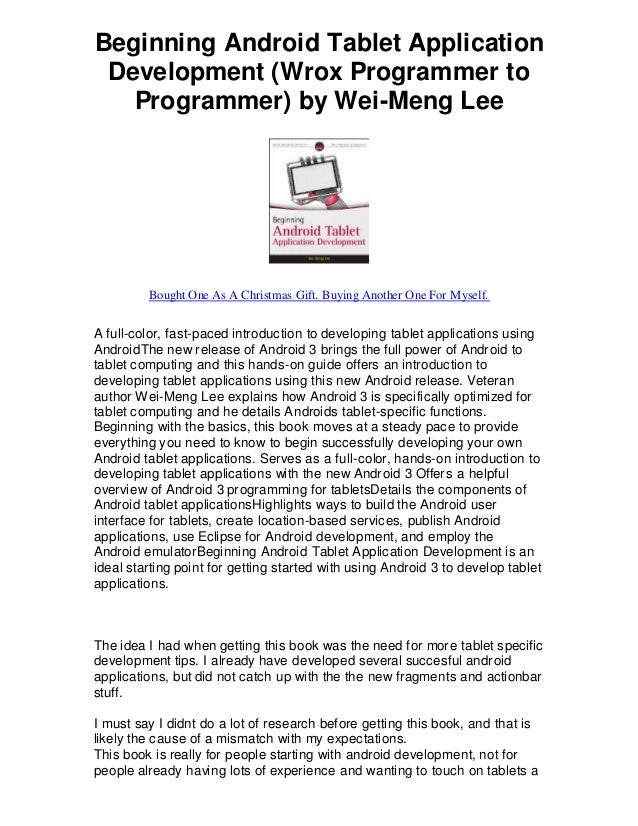 Beginning Android Tablet Application Development (Wrox Programmer to Programmer)